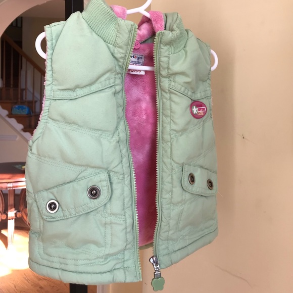 aesthetic girl 2 girl team divine club matcha & baby pink vest coat - Picture 3 of 10